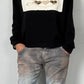 Sweatshirt mit großen Patch "Fee" - schwarz