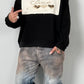 Sweatshirt mit großen Patch "Fee" - schwarz