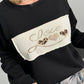 Sweatshirt mit großen Patch "Fee" - schwarz