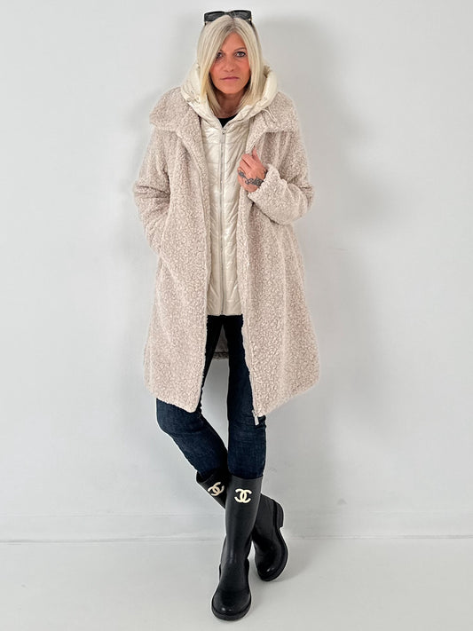 Teddy coat with insert model "Teddy Royale" - beige