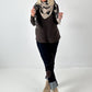 Reversible knitted scarf model "Amandra" - anthracite/beige