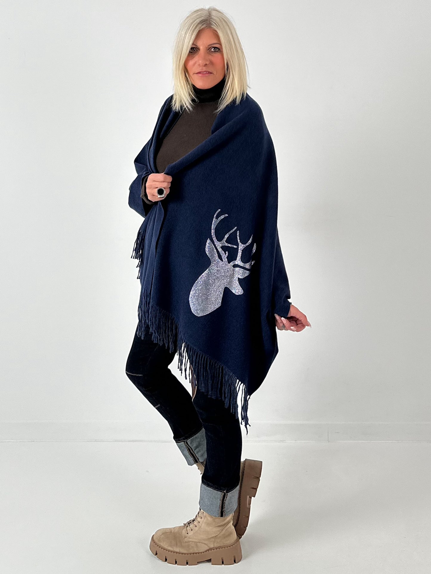 XXL sjaal model "Deer" - middernachtblauw