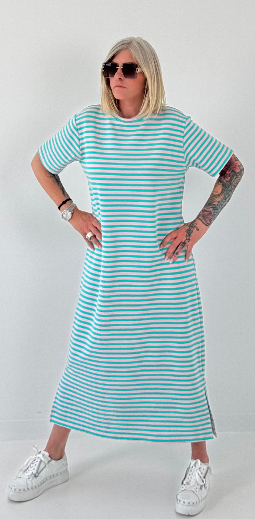 Dress model "Miamare" - pink-turquoise