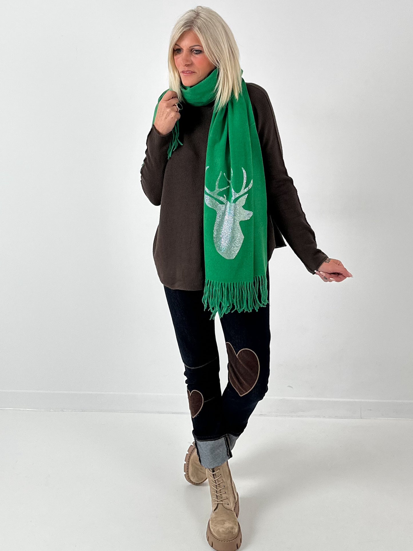 XXL sjaal model "Deer" - smaragdgroen