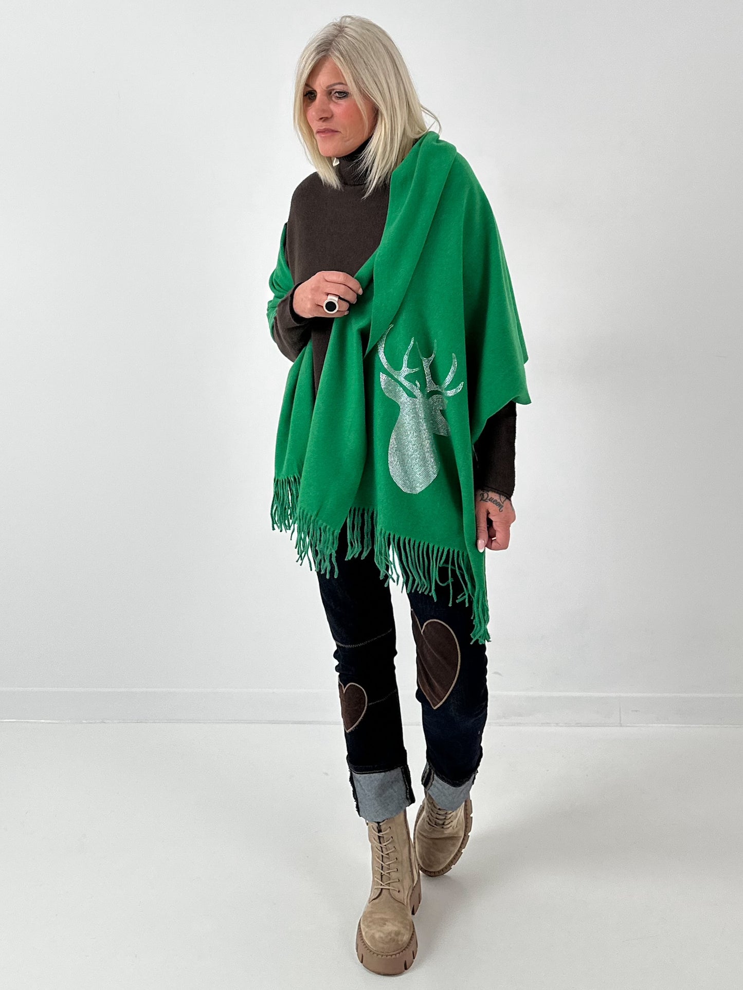 XXL sjaal model "Deer" - smaragdgroen