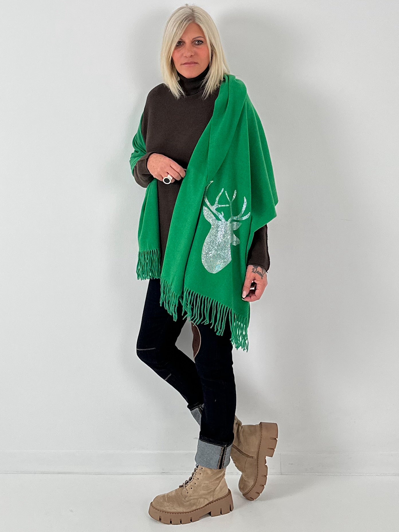 XXL sjaal model "Deer" - smaragdgroen