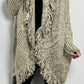 Cardigan with fringes "Over" - beige-mottled