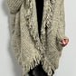 Cardigan with fringes "Over" - beige-mottled