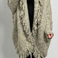 Cardigan with fringes "Over" - beige-mottled