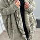 Strickjacke mit Fransen "Over" - beige-meliert