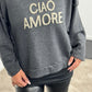 Boxy sweatshirt "Ciao Amore" - antraciet