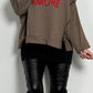 Boxy sweatshirt "Ciao Amore" - chocolade