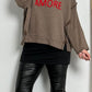 Boxy sweatshirt "Ciao Amore" - chocolade