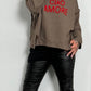 Boxy sweatshirt "Ciao Amore" - chocolade