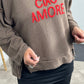 Boxy sweatshirt "Ciao Amore" - chocolade