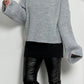 Boxy chunky knit sweater with turtleneck "Ivory" - grey