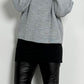 Boxy chunky knit sweater with turtleneck "Ivory" - grey