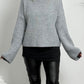 Boxy chunky knit sweater with turtleneck "Ivory" - grey