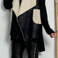 Imitation leather vest with teddy fur "Jacy" - black