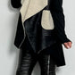 Imitation leather vest with teddy fur "Jacy" - black