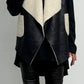 Imitation leather vest with teddy fur "Jacy" - black