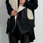 Imitation leather vest with teddy fur "Jacy" - black