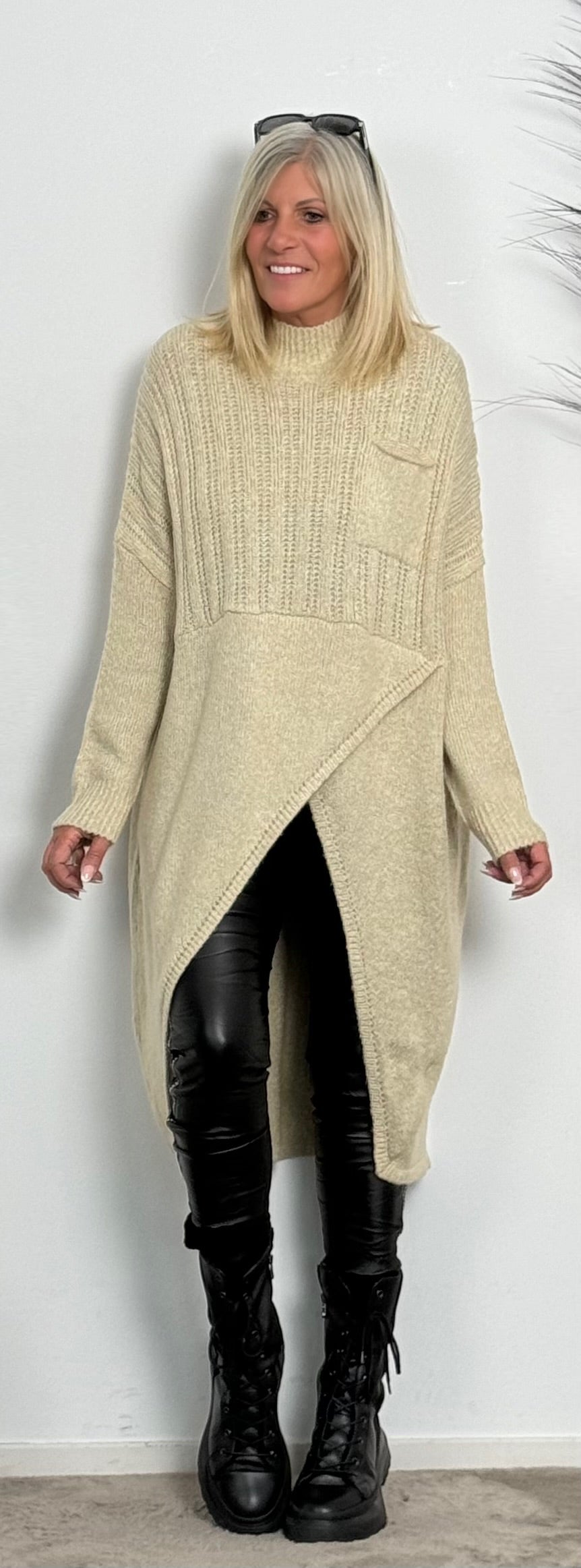 Long Strick Pullover "Susa" - beige