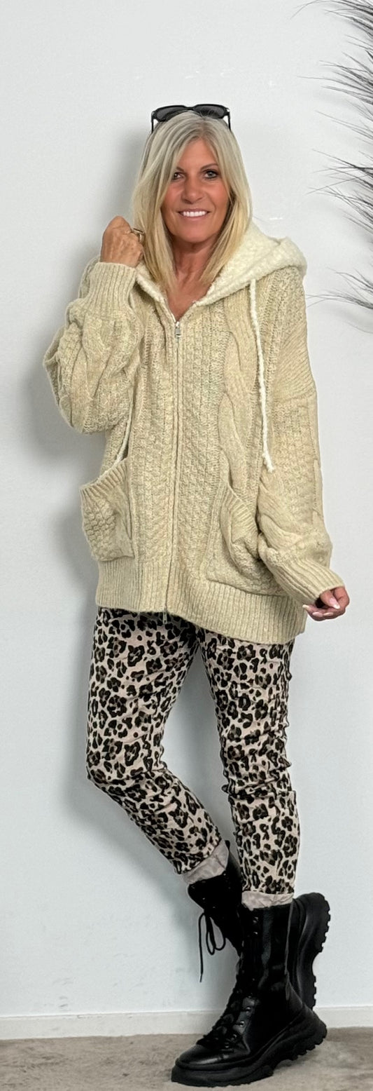 Cardigan with hood "Joyn" - beige