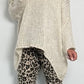 Chunky knit sweater with V-neck "Despina" - beige