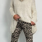 Chunky knit sweater with V-neck "Despina" - beige