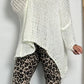 Chunky knit sweater with V-neck "Despina" - wool white