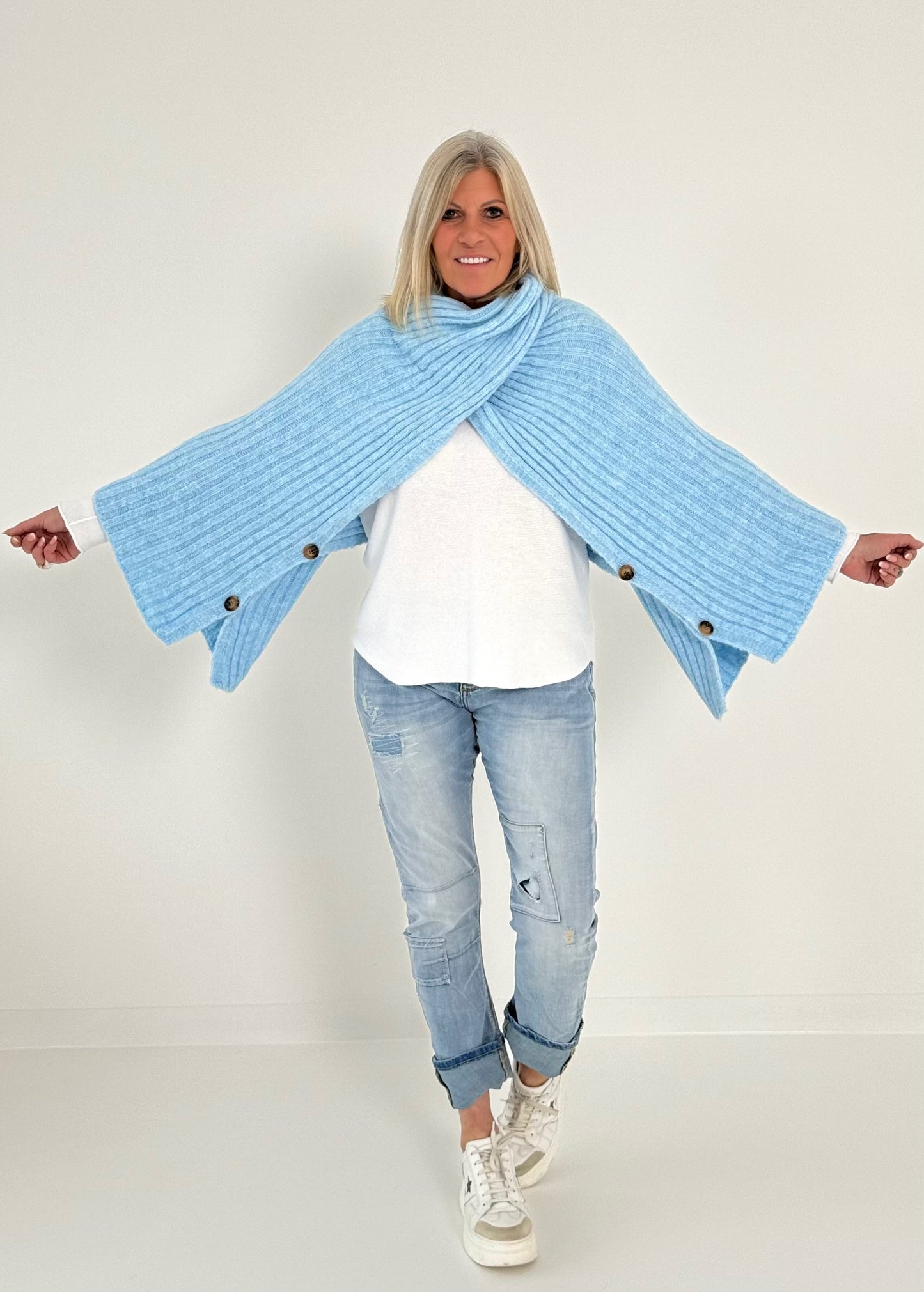 Poncho/Überwurf Modell "Mona" - babyblau