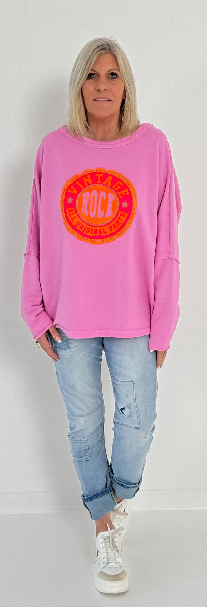 Sweatshirt mit Rückenausschnitt Modell "Rock Vintage" - candy