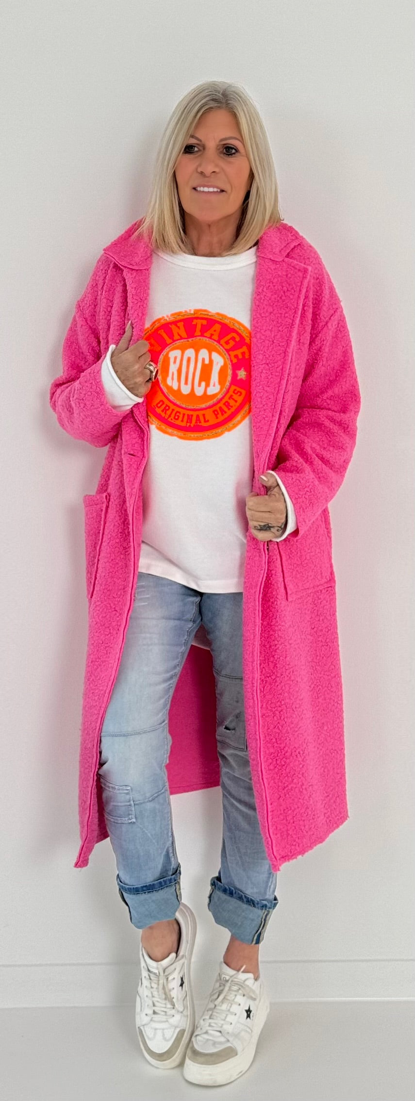 Boucle coat model "Tassa" - pink