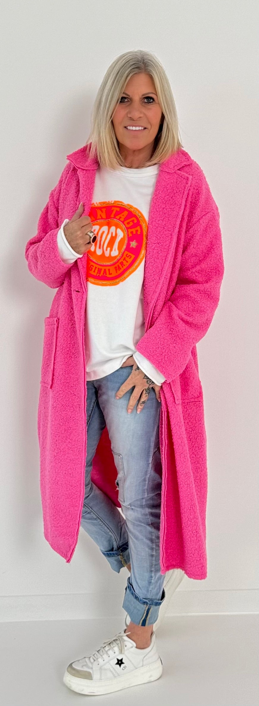 Boucle coat model "Tassa" - pink