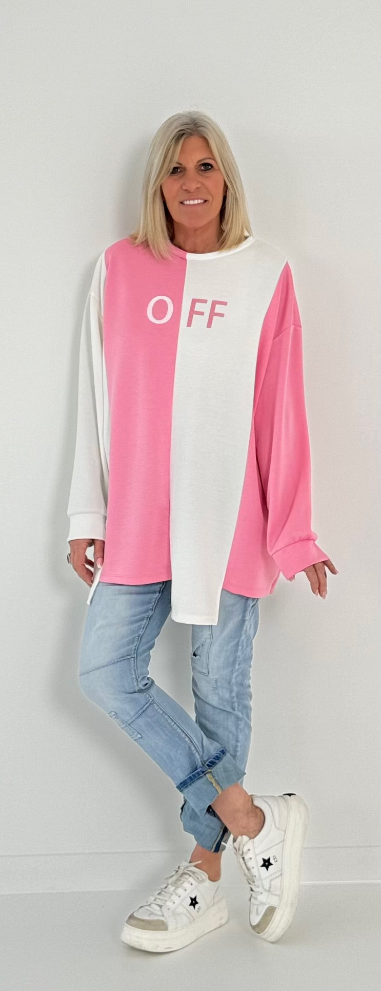 Sweatshirt Modell "Amazing" - rosa-weiss