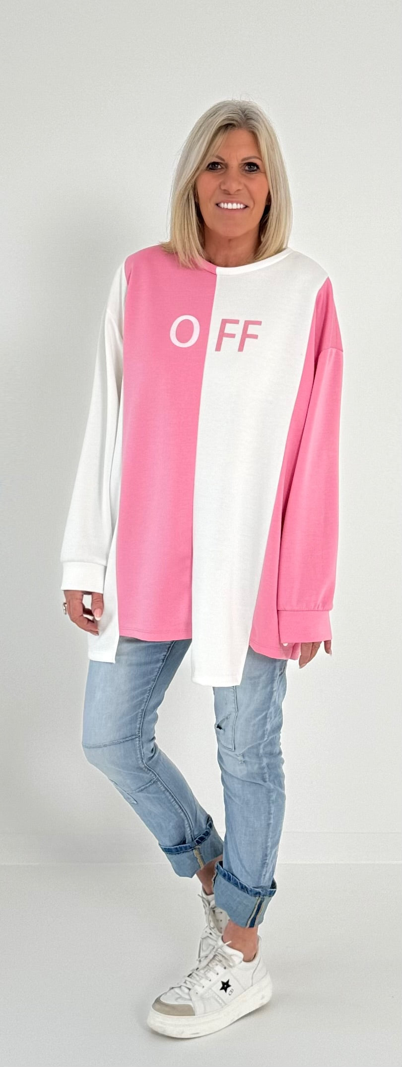 Sweatshirt Modell "Amazing" - rosa-weiss