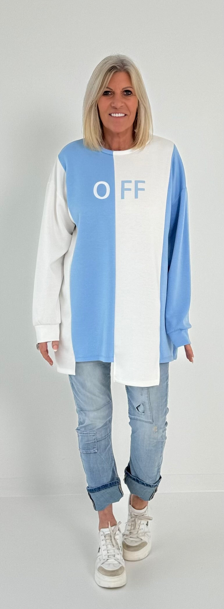 Sweatshirt Modell "Amazing" - hellblau-weiss