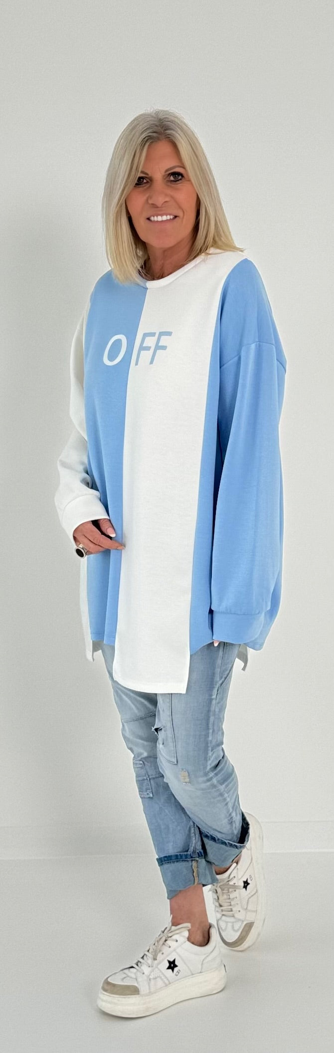 Sweatshirt Modell "Amazing" - hellblau-weiss