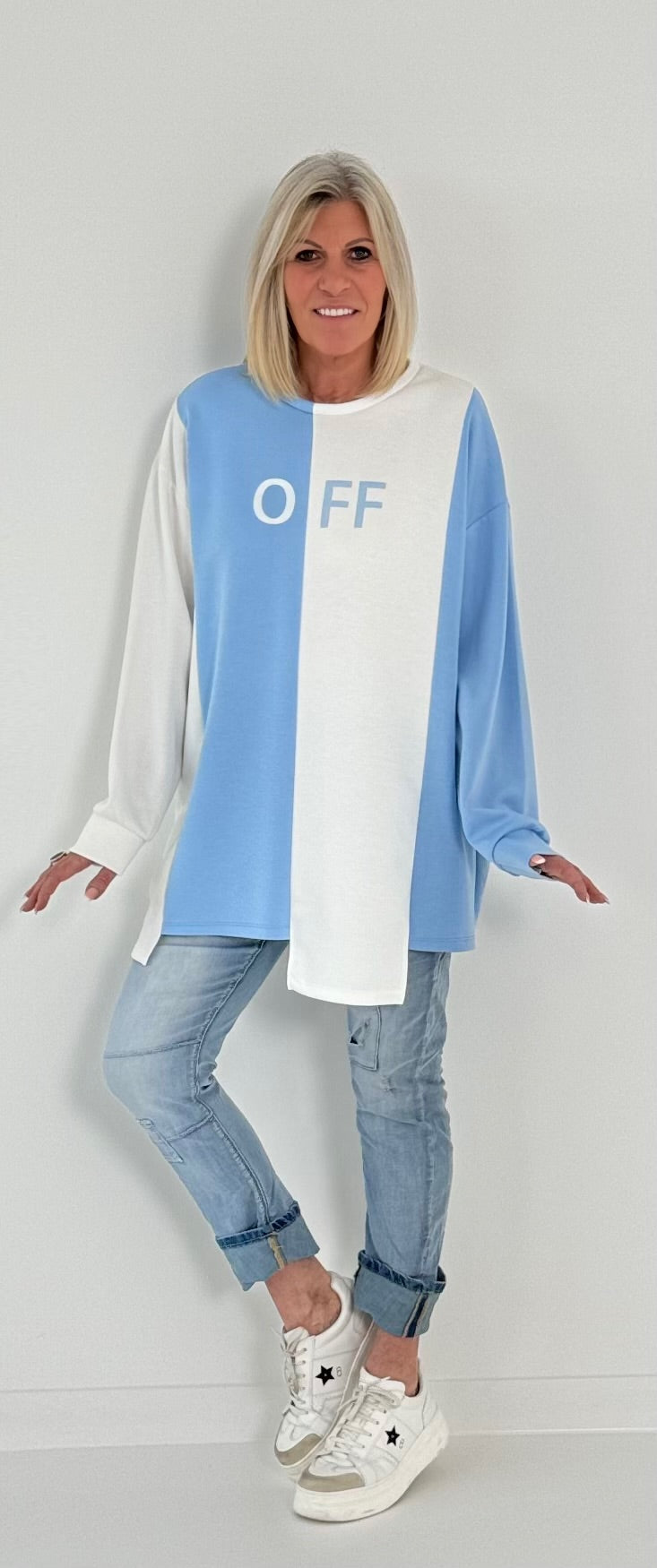 Sweatshirt Modell "Amazing" - hellblau-weiss