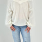 Off shoulder sweater with sophisticated knitted insert model "Viola" - ecru