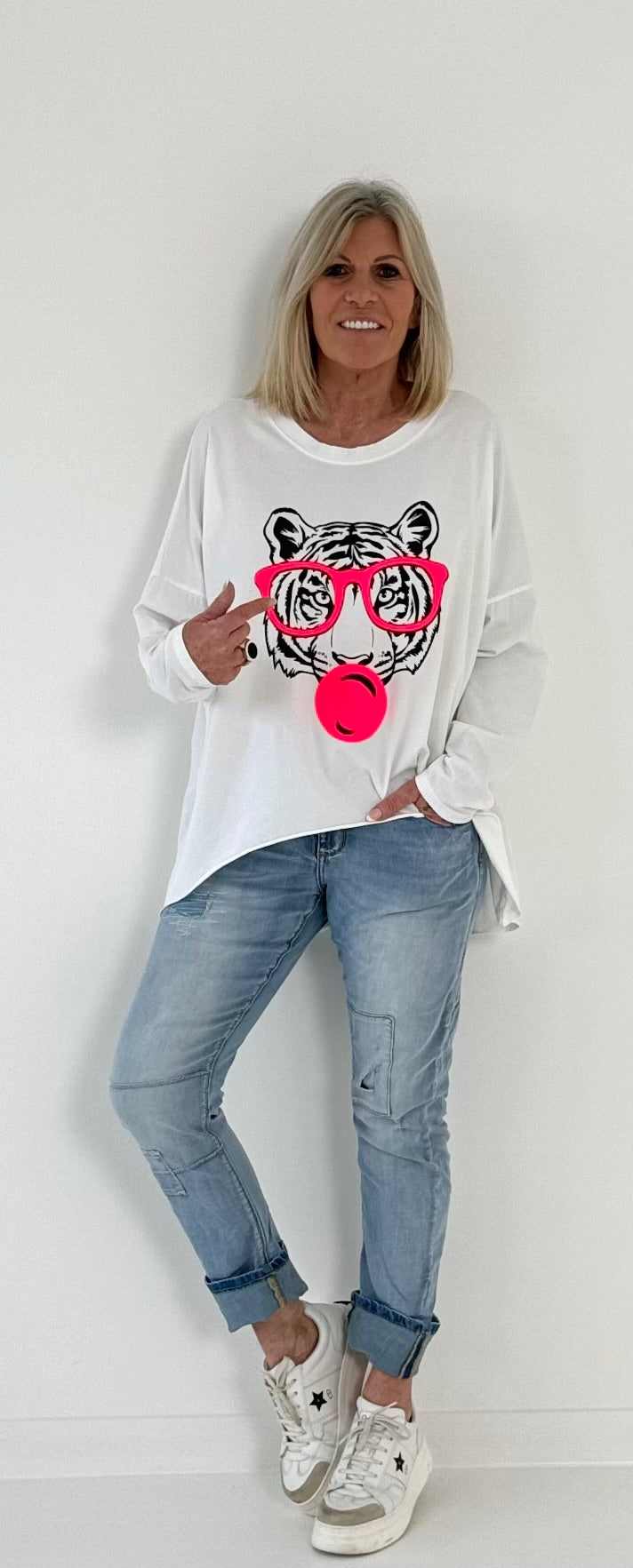 Shirt Modell "Cool Tiger" - weiss