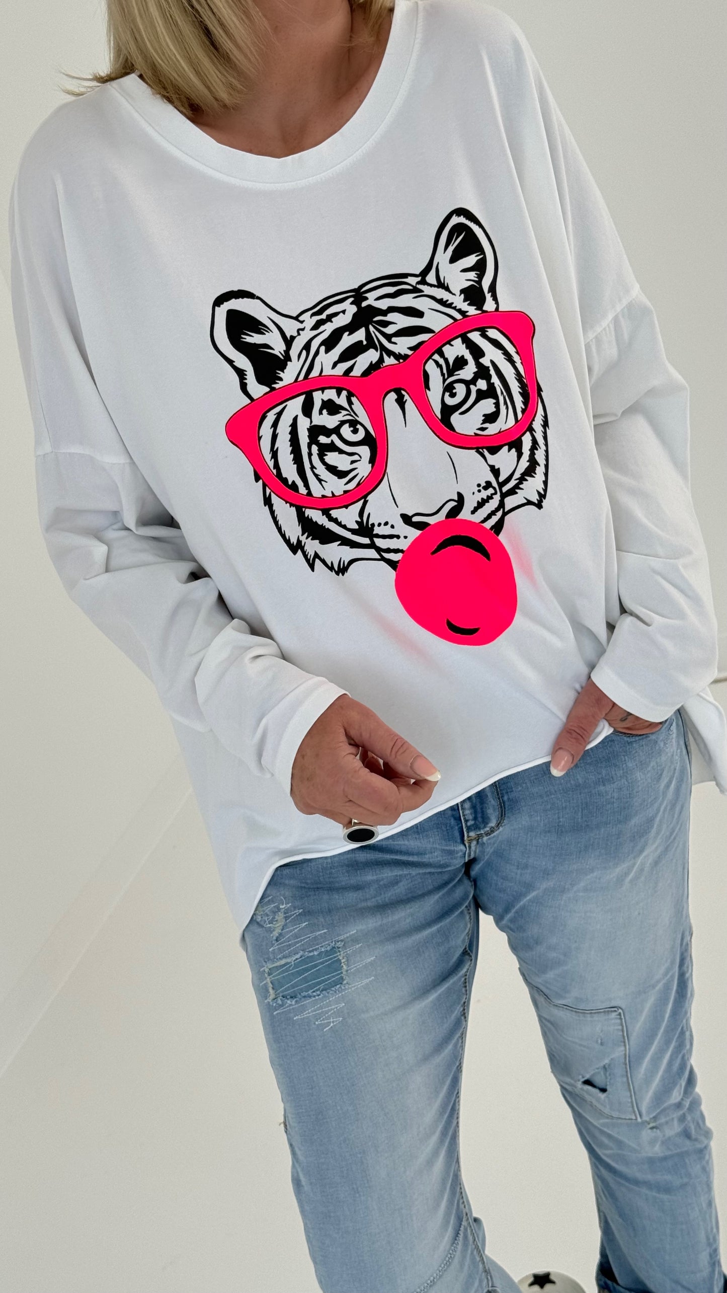 Shirt Modell "Cool Tiger" - weiss