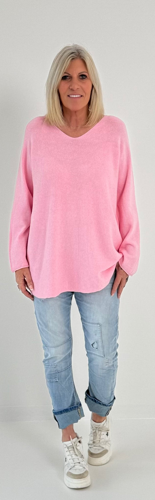 Sweater V-neck model "Nena" - baby pink