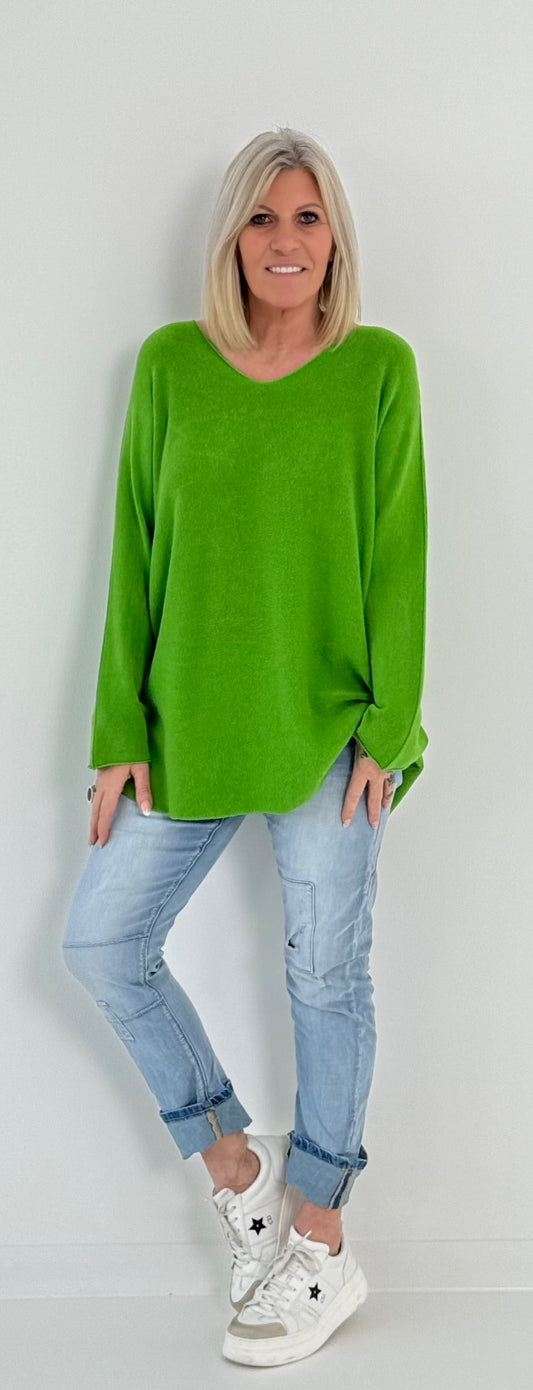 Pullover V-Neck Modell "Nena" - grün