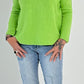 Sweater with round neck and left seam on the arm model "Lona" - apple green