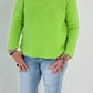 Sweater with round neck and left seam on the arm model "Lona" - apple green