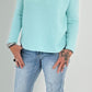 Sweater with round neck and left seam on the arm model "Lona" - baby turquoise