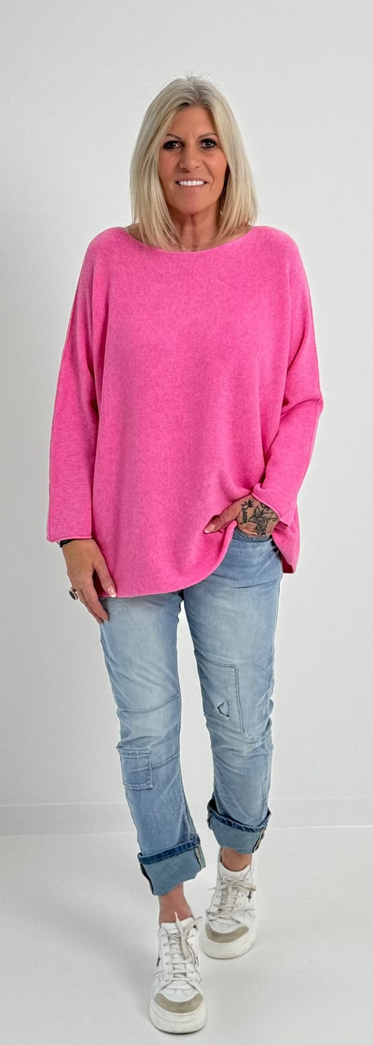 Feinstrick Pulli mit Rundhals Modell "Jess" - candypink