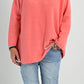 Fine knit sweater with round neck model "Jess" - coral